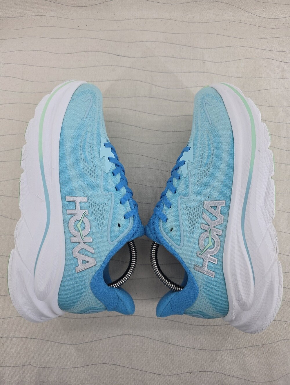 Hoka One One Womens Clifton 10 Blue White Running Walking Shoes Sneakers Sz 8.5B - Picture 10 of 16